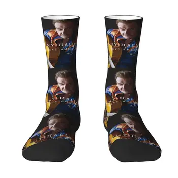 Сладки Мъжки Чорапи Johnny Hallyday Son Reve Americain под Роклята Унисекс, Топли и Удобни Чорапи с 3D Принтом За Френската Рок-Певица