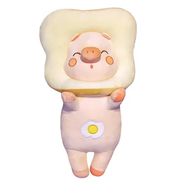 Сладко препечен хляб прасе плюшен играчка кукла спящата мека възглавница момиче кукла легло кукла възглавница супер сладка детска плюшен кукла