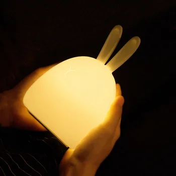 Сладък cartoony дебел заек цветни силикагел лека нощ USB зареждане led атмосферни лампа нощна лампа настолна лампа