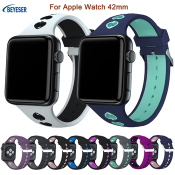 Спортен Силиконов Ремък за Apple Watch 42 мм Гривна Гривна За Apple Watches Серия Аксесоари Каишка за Часовник Нова