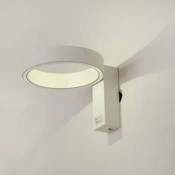 Стенен Лампа LED Модерен Просто Може да се Върти Алуминиев Бял Хотел за Дома Нощно Шкафче Спалня Стълбище Преминаване Фон, с монтиран на стената Лампа