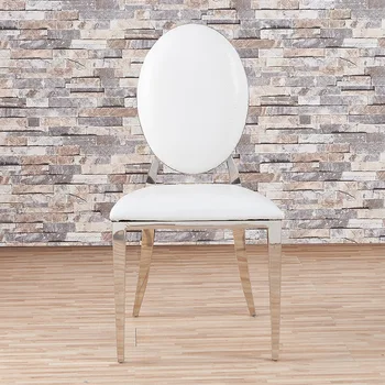 Стол играч на стол от неръждаема стомана, луксозен кожен стол за хранене, висококачествени европейски метален западен стол