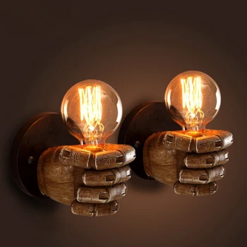 Съвременен Творчески Юмрук Смола LED монтиран на стената Лампа Дневна Спалня Ресторант Бар Коридор Осветление E27 90-260 В