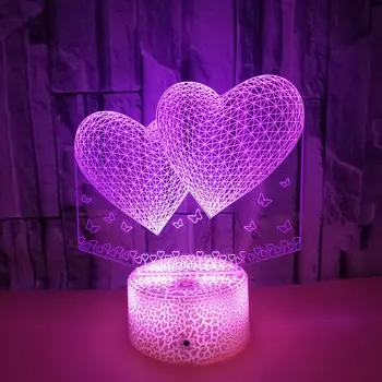 Сърцето Любов 3D Led нощна светлина, за да украсят Дома Цвят Промяната на Цветовете Сензорен Датчик за нощна светлина Страхотен Подарък за рождения Ден На Настолна 3D Лампа