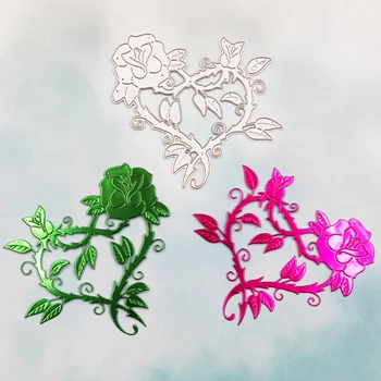 Сърцето на Розата Рязане Умира Красиви Цветя Метални Форми DIY Албум За Изрезки Подарък Карта Умира Нарязани