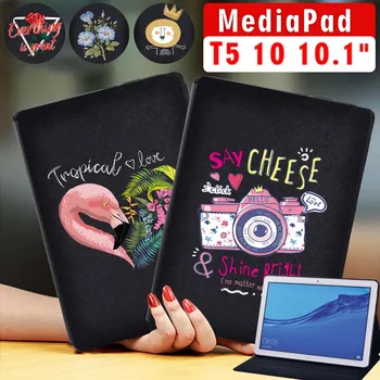 Таблети Калъф Huawei MediaPad T5 10 С 10,1-Инчов Таблет Лесен Твърд Калъф от Изкуствена Кожа Smart Cover Case + Стилус