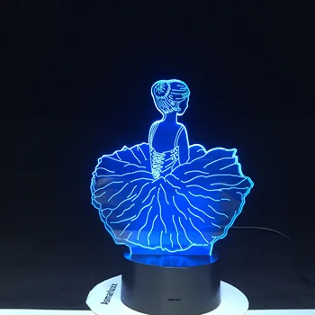 Танцуваща Момиче USB 3D Led Настолна Лампа Нощни лека нощ Форма 7 Промяна на Цвета на Украсата на Къщата Спалня Осветление За Сън Подаръци 1809