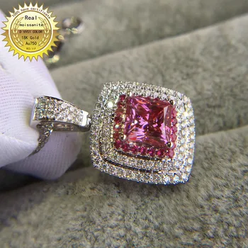 Твърдо Колие от 18-каратово злато Au750 2ct с розов муассанитовым диамантен пръстен DVVS цвят С национален сертификат