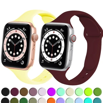 Тънка Каишка За Часовник Apple Watch Band 38 мм 42 мм 40 мм 44 мм 41 мм 45 мм Smart-Силиконов Часовник Гривна iwatch serie 7 6 SE 5 4 3 2 1