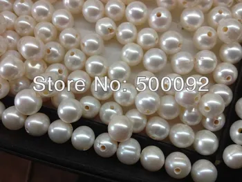 Търговия на едро на партията перли 2 мм отвор перли 9,5-10 мм бяло култивирани сладководни перли