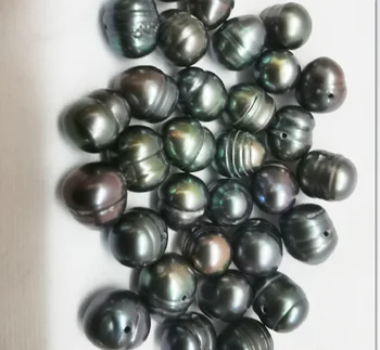 Търговия на едро с 20 на насипни камъни са около 6,6x7,7 мм Естествен Морски истински черен насипен перли Бижута Колие направи си САМ Гривна Пълен Просверленный