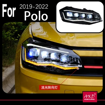 Фаровете AKD за VW POLO Led Фаровете за 2019-2020 Фарове POLO DRL мигач Светлини Обектива на Проектора Angel Eye