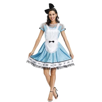 Хелоуин Алиса в Страната на Чудесата костюм за жени възрастен Алиса Мечта cosplay костюм синьо Женски Сиси Мома Лолита Cosplay Костюм