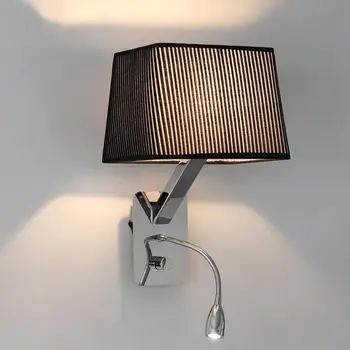 Хотелски правоъгълни стенни лампи текстилен лампа Спалня голяма желязна, с монтиран на стената лампа с led осветление промишлено, с монтиран на стената лампа за четене
