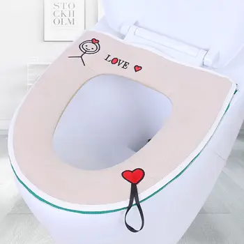 Цип седалка за тоалетна делото карикатура седалка за тоалетната чиния, на кутията водоустойчив седалка за тоалетната чиния е универсална тоалетна възглавница мек топъл килим за баня с U тип възглавница