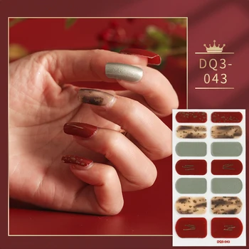 Червени, жълти и сини стикери за нокти с пълно покритие Последно обновяване на Плътни цветове и креативен дизайн нокти за маникюр Лента за нокти