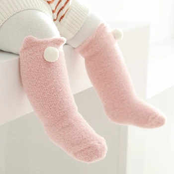 Чорапи До Коляно с топка За Малки Момичета, Чорапи Принцеса-тръба За Новородено, терлици, Гамаши 0-3 Години