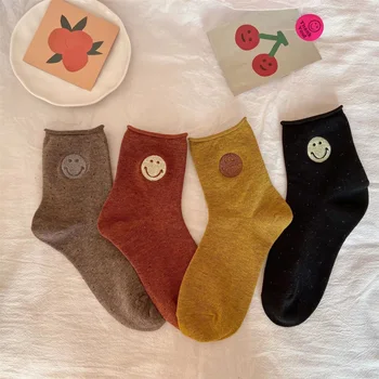 Чорапи с герои от анимационни филми, забавни чорапи в стил харадзюку с смайликом, женски кавайные сладки щастливи улични памучни дамски чорапи,...