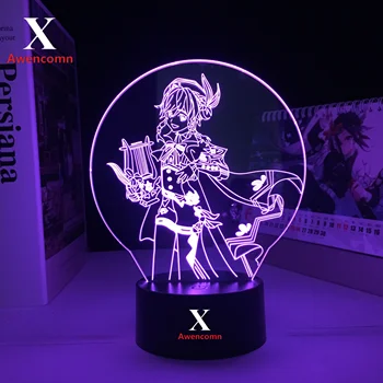 Шок Лампа Genshin Акрилни led нощна светлина Venti Игра Figure 3D Light