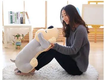 голям плюшен сиво играчка за кучета с мека легнало куче възглавница кукла подарък от около 70 см 2609