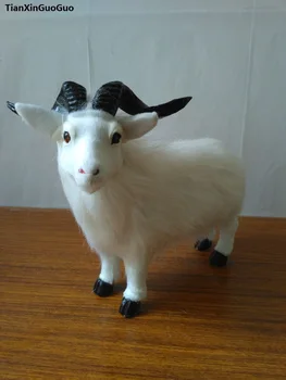 имитация на бели овце труден модел от полиетилен и космати кожи коза разчита голяма 24x8x20 см, подарък за декорация на дома s1682