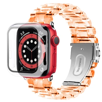 калъф + каишка за Apple watch 6 se 44 мм 40 мм каишка и защитен слой от закалено стъкло за iwatch 5 4 3 42 мм 38 мм гривна