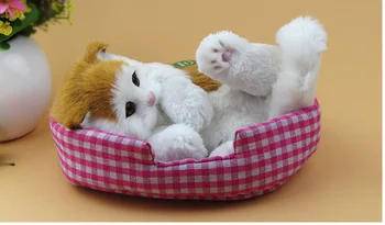 моделиране сладък котка модел смола и кожа палава жълта и бяла котка модел подарък от около 21x14x12 см 2223