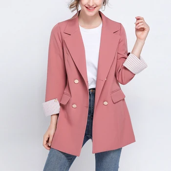 модерен женски Розово сако с дълъг ръкав в корейски стил, женски блейзър, офис женски блейзър, ново записване, връхни дрехи есен