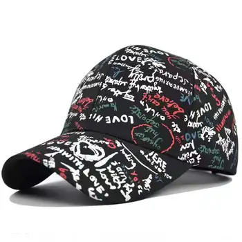 нова мода графити печат бейзболна шапка регулируема памук хип-хоп шапки пролет-лято на почивка няколко кепок 