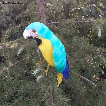 пъстри пера на птици голям 42 см моделиране папагал птица е труден модел, за украса на дома градина подарък s1181