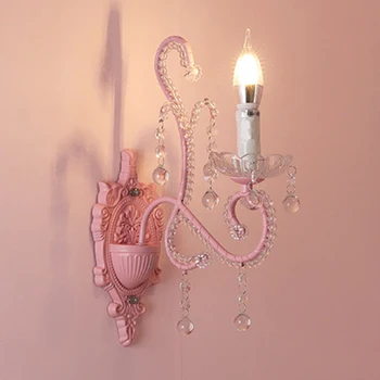 розови стенни лампи за стаята на момичетата, кристални стенни лампи за принцесата, луксозни стенни аплици за спални, декоративни лампи в стаята на дъщеря си