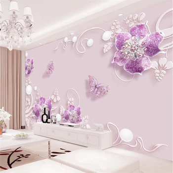 стенопис papel de parede Потребителски тапети Топло модни пеперуда на цвете на любовта бижута фон на стената papier peint behang